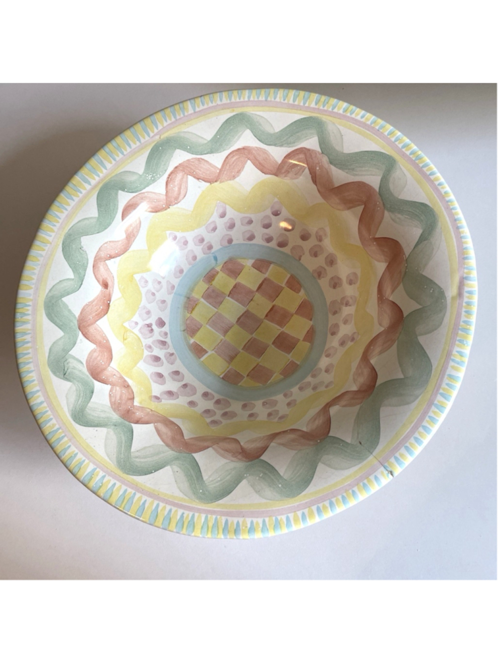 Vintage 1980s MacKenzie Childs Victoria and Richard AURORA Large Decorative Bowl